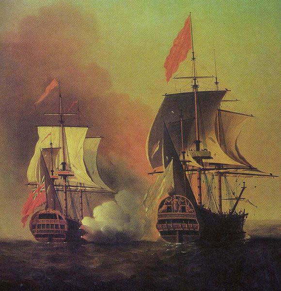 Samuel Scott Capture of the Spanish Galleon Nuestra Senora de Cavagonda by the British ship Centurion during the Anson Expedition oil painting picture